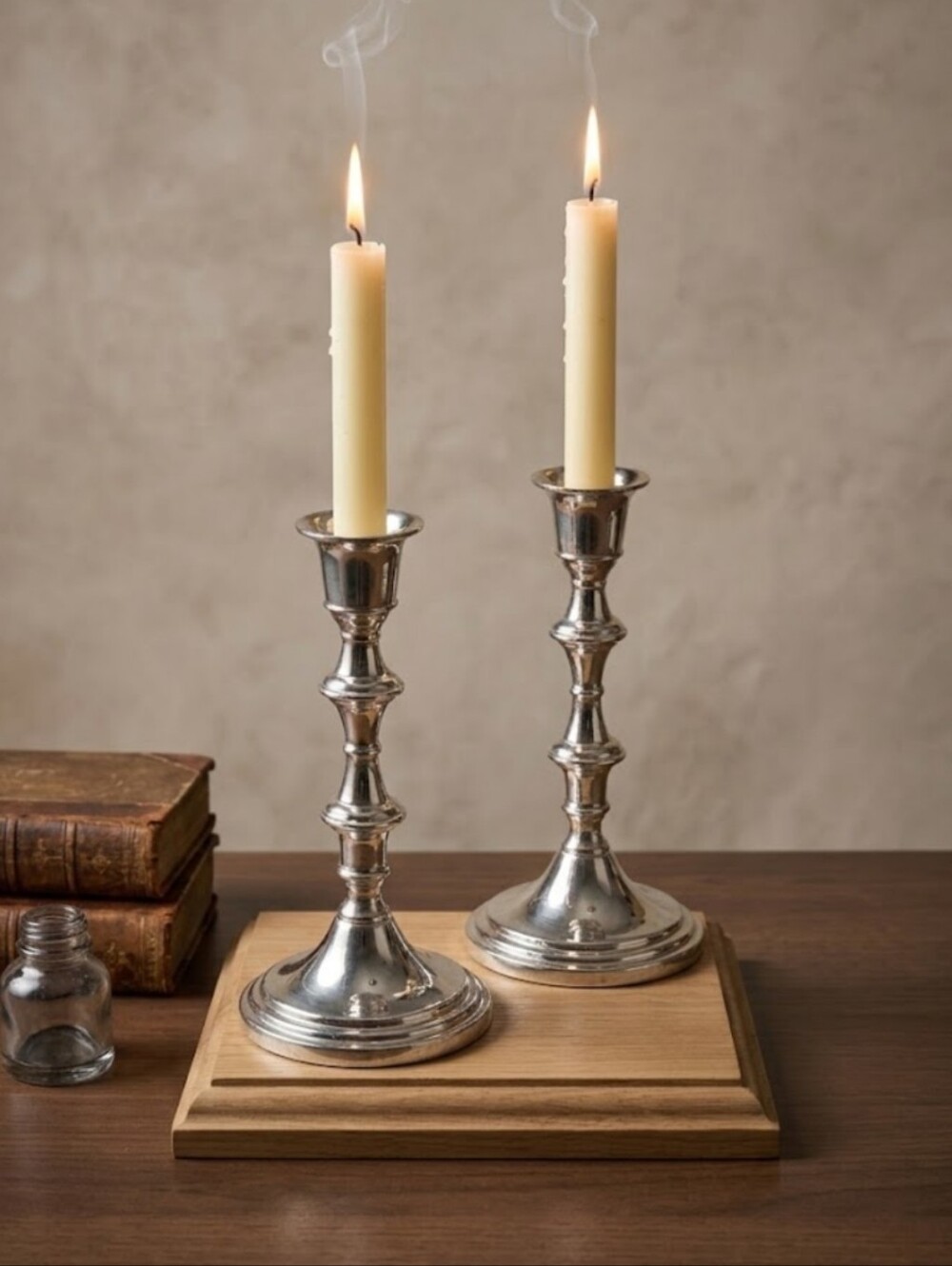 Vintage English Silver Plated Candlestick Holder Pair, 6"